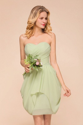 Cute Sleeveless slim Ruffle Chiffon Mini Bridesmaid Dress Wedding Guest Dress_1