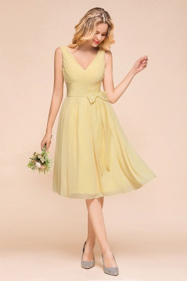 V-Neck Sleeveless A-line Mini Dress Ankle Length Bridesmaid Dress_6