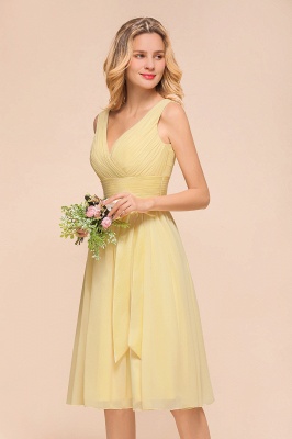 V-Neck Sleeveless A-line Mini Dress Ankle Length Bridesmaid Dress_9