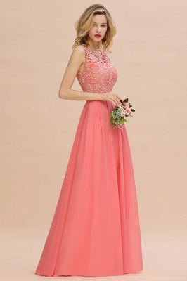Floral Lace A-line Simple Wedding Dress Sleeveless Maxi Bridesmaid Dress_5