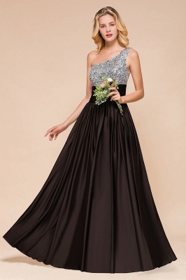 Sparkly Sequin Bridesmaid Dress One Shoulder Maxi Evening Dress Wedding party Dress_4