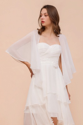 White Bridesmaid Dress Knee Length Two Layers of Wedding Guest Dress with Wraps