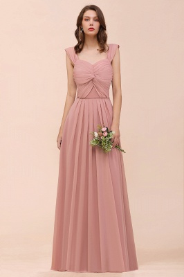 Ruffle Straps A-line Maxi Dusty Pink Bridesmaid Dress for Girls_5