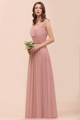 Ruffle Straps A-line Maxi Dusty Pink Bridesmaid Dress for Girls_8