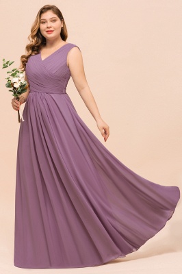 Plus Size Purple Bridesmaid Dress Maxi Chiffon Wedding Guest Dress_5