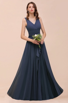 Gray Side Split Bridesmaid Dress V-Neck Sleeveless Floor Length dress for Bride_8