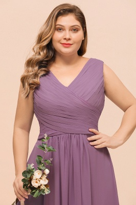 Plus Size Purple Bridesmaid Dress Maxi Chiffon Wedding Guest Dress_8
