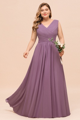 Plus Size Purple Bridesmaid Dress Maxi Chiffon Wedding Guest Dress_4