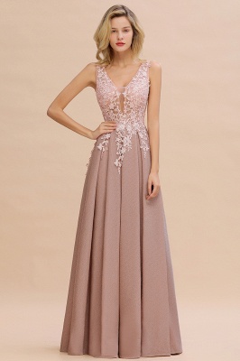 A-Line V-neck Floor-Length Tulle Sequined Prom Dresses_15