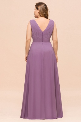 Plus Size Purple Bridesmaid Dress Maxi Chiffon Wedding Guest Dress_3