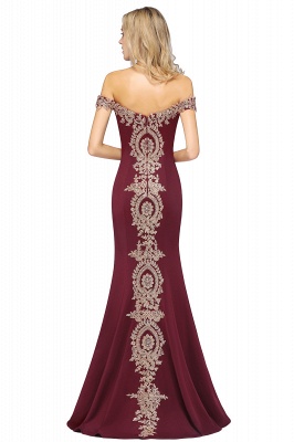 Off the Shoulder Gold Appliques Mermaid Evening Gowns Slim Prom Dress_41