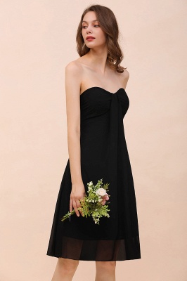 Cute Black knee length Bridesmaid Dress Sweetheart homecoming Dress for Girls_8