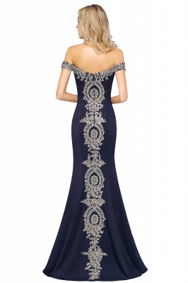 Off the Shoulder Gold Appliques Mermaid Evening Gowns Slim Prom Dress_21