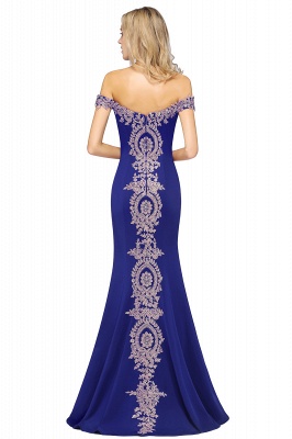 Off the Shoulder Gold Appliques Mermaid Evening Gowns Slim Prom Dress_16
