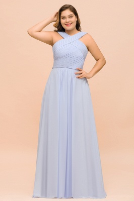Plus Size Lavender Bridesmaid Dress Halter Floor Length Wedding Guest Dress_1
