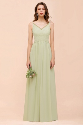 Backless Sage Bridesmaid Dress Floor Length Spring /Summer Maid of honor Dress_2