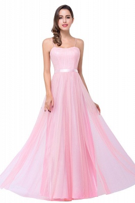 A-line Sweetheart Floor-length Pink Tulle Ruffles Bridesmaid Dresses_1