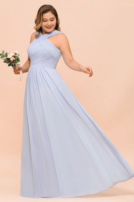 Plus Size Lavender Bridesmaid Dress Halter Floor Length Wedding Guest Dress_7