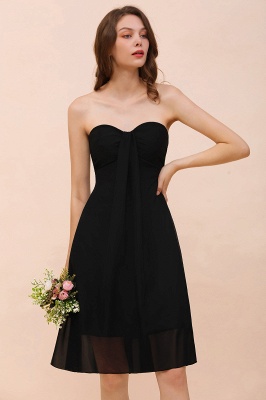 Cute Black knee length Bridesmaid Dress Sweetheart homecoming Dress for Girls_7
