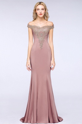 Off the Shoulder Gold Appliques Mermaid Evening Gowns Slim Prom Dress_20