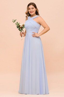 Plus Size Lavender Bridesmaid Dress Halter Floor Length Wedding Guest Dress_4