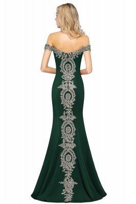 Off the Shoulder Gold Appliques Mermaid Evening Gowns Slim Prom Dress_42