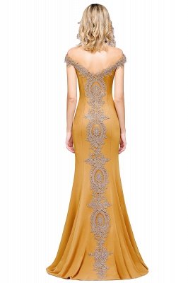 Off the Shoulder Gold Appliques Mermaid Evening Gowns Slim Prom Dress_31