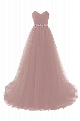 Burgundy Tulle A-line Sweetheart Prom Dress_2