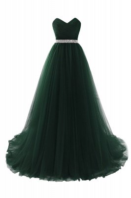 Burgundy Tulle A-line Sweetheart Prom Dress_7
