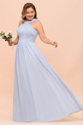 Plus Size Lavender Bridesmaid Dress Halter Floor Length Wedding Guest Dress_7