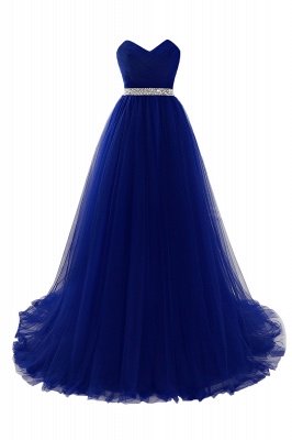 Burgundy Tulle A-line Sweetheart Prom Dress_4