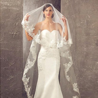 Lace Appliques One Layers 3 Meters Long Bridal Veils
