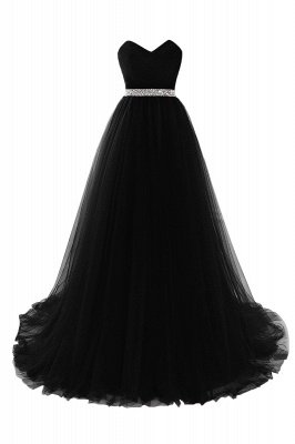 Burgundy Tulle A-line Sweetheart Prom Dress_6