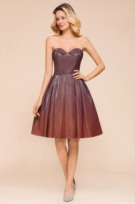 Sweetheart Sleevless Mini Homecoming Dress Bright Silk Knee Length Prom Dress_6