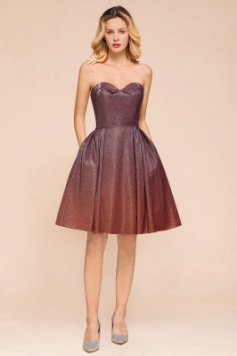 Sweetheart Sleevless Mini Homecoming Dress Bright Silk Knee Length Prom Dress_4