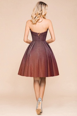 Sweetheart Sleevless Mini Homecoming Dress Bright Silk Knee Length Prom Dress_3