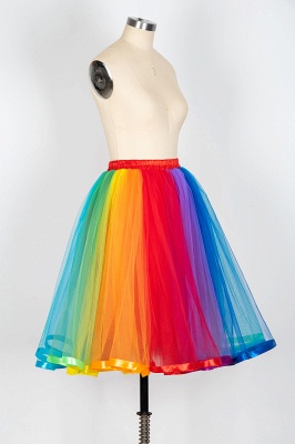 Women's Ball Gown Mini Rainbow Tulle Cute Party Dress_9