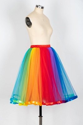 Women's Ball Gown Mini Rainbow Tulle Cute Party Dress_10