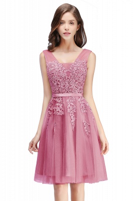 A-line Knee-length Tulle Prom Dress with Appliques_3