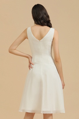 V-Neck White Simple Chiffon Mini Daily Casual Dress Short Party Dress_9