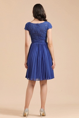Cute Lace Chiffion Mini Party Dress Short Sleeves  Knee Length Homecoming Dress_5