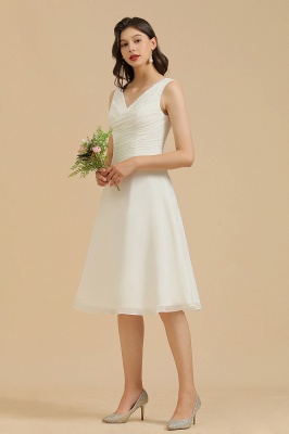 V-Neck White Simple Chiffon Mini Daily Casual Dress Short Party Dress_8
