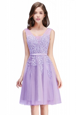 A-line Knee-length Tulle Prom Dress with Appliques_5