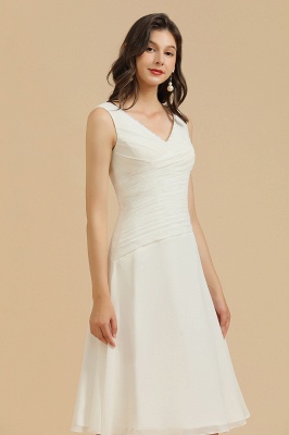 V-Neck White Simple Chiffon Mini Daily Casual Dress Short Party Dress_6