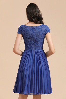 Cute Lace Chiffion Mini Party Dress Short Sleeves  Knee Length Homecoming Dress_3
