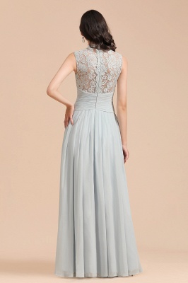 Halter Grey Lace Chiffon Bridesmaid Dress Floor Length Wedding Party Dress_3