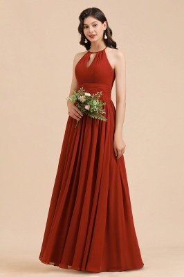 Elegant Halter Aline Chiffon Bridesmaid Dress Sleeveless Floor Length Wedding Party Dress