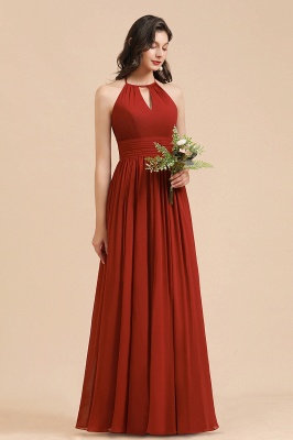 Elegant Halter Aline Chiffon Bridesmaid Dress Sleeveless Floor Length Wedding Party Dress_6