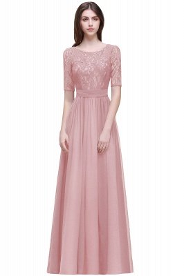 Elegant Scoop Chiffon A-line Prom Dress With Lace_3