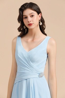 V-Neck Chiffon Aline Bridesmaid Dress Sleeveless Floor Length Simple Wedding Dress_8